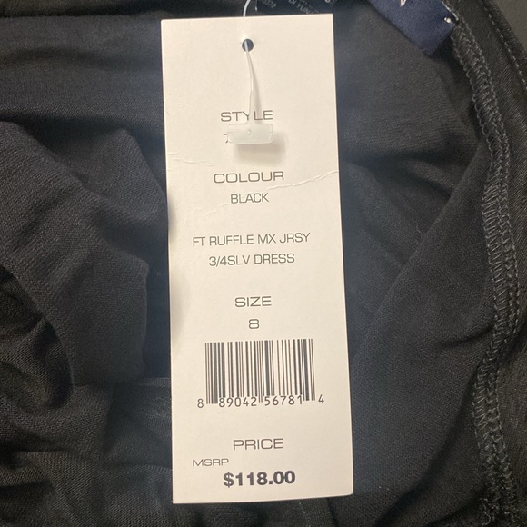 NWT French Connection Ft Ruffle Mix Jersey Mini Dress, Size 8 Color Black. - Picture 10 of 11